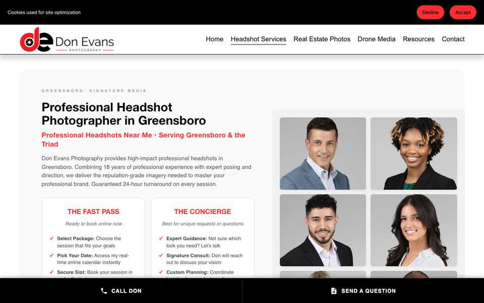 Headshots of Greensboro studio preview