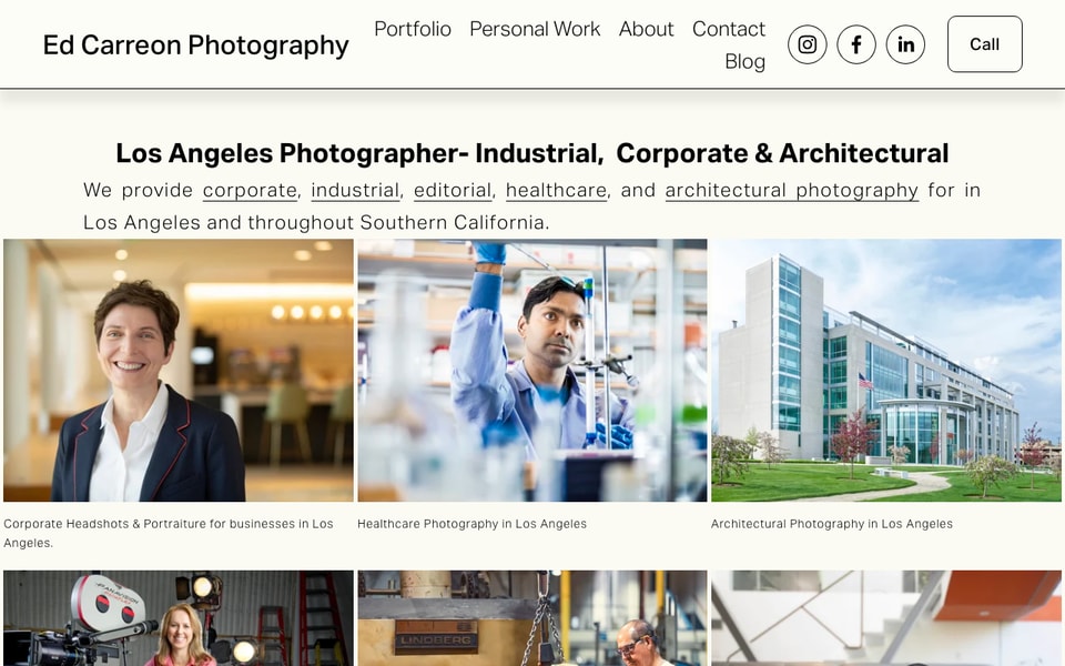 California Corporate Portraits, Industrial, Architectural, Editorial, Event Photography for Business. Ed Carreon Photography studio preview